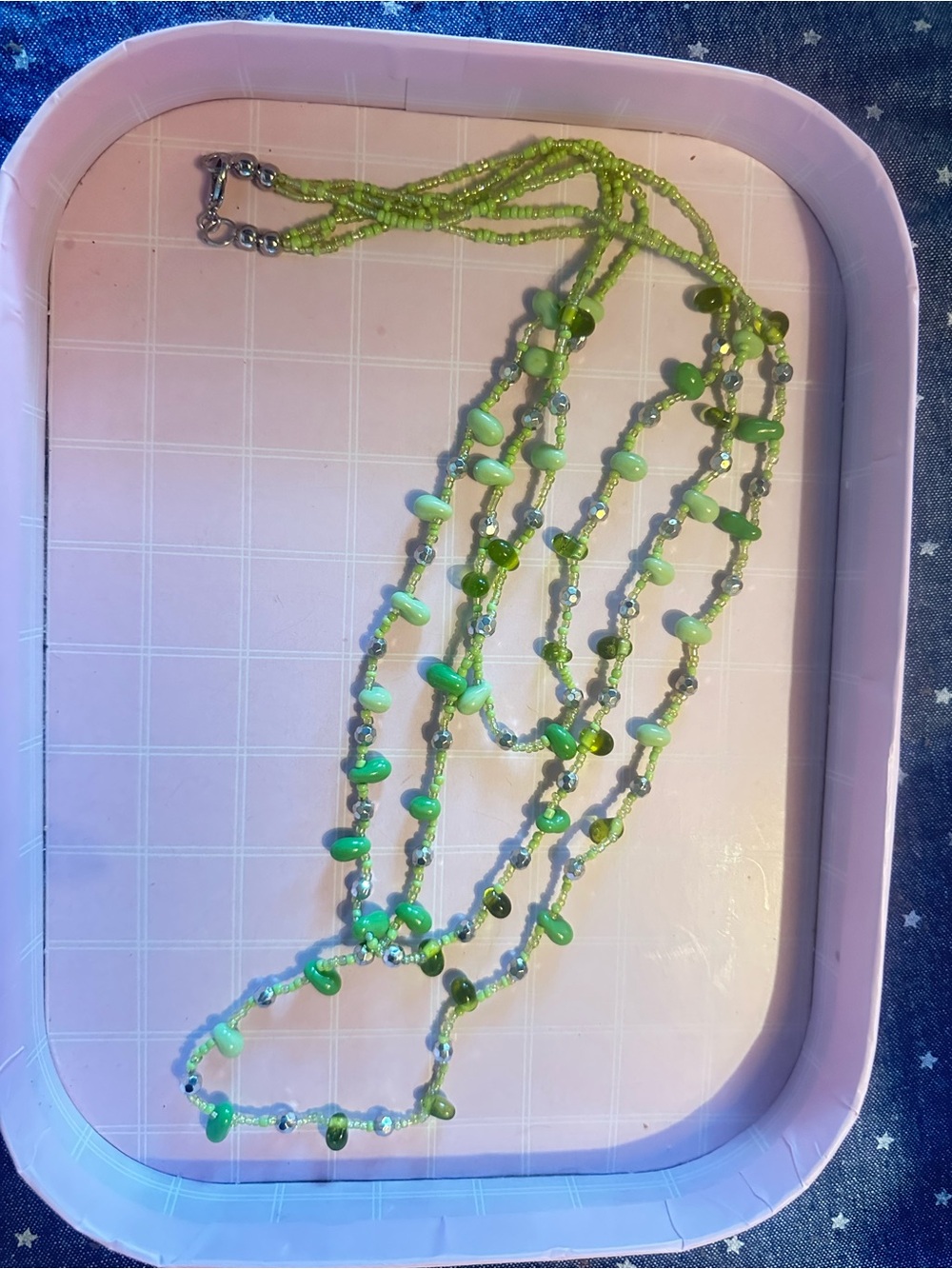 Handmade Green Beaded Multi-Strand Necklace
